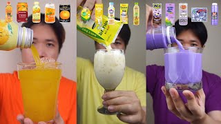 COMPILATION DRINKING VARIOUS ORANGE BANANA AND TARO FLAVORED DRINK [upl. by Siul521]