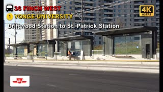 TTC POV Walk Driftwood Station to St Patrick Station Via Finch West Station【4K】 [upl. by Vonny]