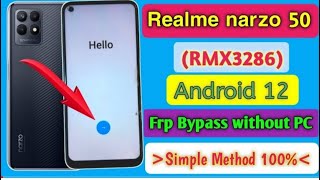 Realme Narzo 50 FRP Bypass Android 1213 Update  Realme RMX3286 Google Account Bypass Without Pc [upl. by Emse]