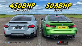 TUNED 450HP BMW M240I X DRIVE vs STOCK 503HP M3 COMP [upl. by Yelsel]