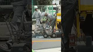 White Lines linemarking roadwork heavymachinery painting hotpaint workman tokyo japan [upl. by Kristyn]