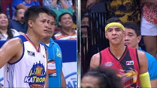 Arwind Santos and Jericho Cruz clash on the court  PBA Philippine Cup 2018 [upl. by Ase]