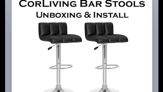 CorLiving Bar Stools Low Back Adjustable amp Leatherette B607UPD [upl. by Aerahs]