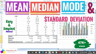 How To Find MeanMedian Mode and Standard Deviation In Excel  Also Showing Statistical Chart [upl. by Salocin931]