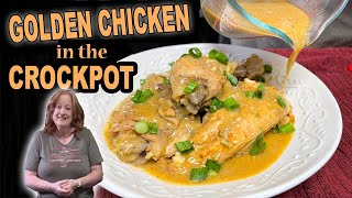 GOLDEN CHICKEN in the CROCKPOT 5 INGREDIENT CHICKEN amp GRAVY DINNER [upl. by Nyrat]