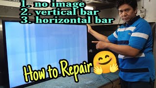 How to repair a led tv no image wvertical bar and horizontal bar [upl. by Nolla489]