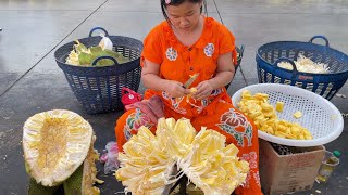 Skillful Jackfruit Cutting at Bangkok Market  Street Food [upl. by Cyrie937]