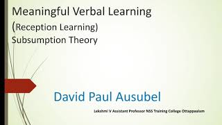 Ausubels Theory of Learning [upl. by Tsyhtema]