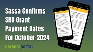 Sassa Confirms SRD Grant Payment Dates For October 2024  Careers Portal [upl. by Lashonda]