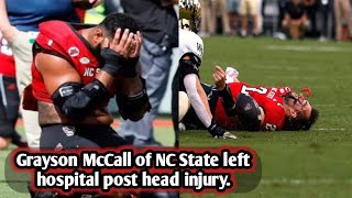 Grayson McCall of NC State left hospital post head injury [upl. by Annairb712]