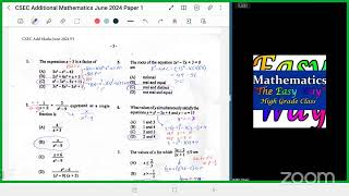 CSEC Additional Mathematics June 2024 Paper 1 Solutions [upl. by Martelli]