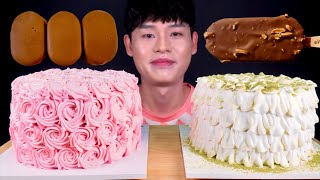 ASMR 크림폭탄케이크🍰 딸기크림케이크 생크림케이크 매그넘 티코 초코아이스크림 먹방 Cream Cakes With Chocolate Ice cream MuKBang [upl. by Ranita]