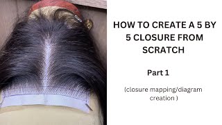 How to ventilate a 5 by 5 closure mini frontal from scratch part 1… Closure Mapping diagram [upl. by Philina]