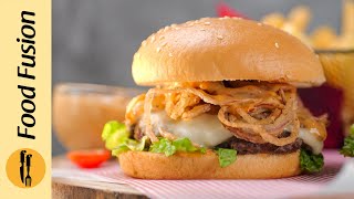 Jalapeno Crunch Beef Cheese Burger Recipe by Food Fusion [upl. by Kennet494]