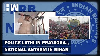 RRBNTPCPolice Crackdown On Protesting Students In PrayagrajStudents Sing National Anthem In Bihar [upl. by Salvay]