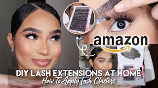 Calailis DIY Lash Extensions AT HOME  AMAZON INDIVIDUAL LASH CLUSTERS KIT TUTORIAL [upl. by Gapin763]