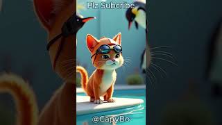 119 Leo the Cat’s Wild Splash  The Funniest Animal Swimming Contest capybops FunnyCat [upl. by Anglim]