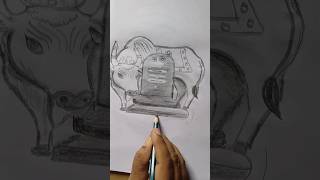 Bail Pola amp Shravani Somvaar Drawing Easy Tutorial  Shiv Linga Easy Drawing  shorts art [upl. by Latimore800]