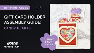 Printable Candy Hearts Gift Card Holder  DIY Valentine Candy Gift Card Holder Template [upl. by Shawnee259]