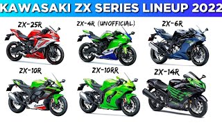 ZX4R New Kawasaki ZX Series Lineup 2022  Z25R ZX6R ZX10R ZX10RR ZX14R 🔥 [upl. by Tildi514]