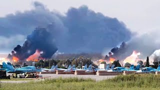 Double Impact Russian Drone Base Blown SkyHigh in Krasnodar Krai Airbase in Adygea is on fire [upl. by Sekyere]