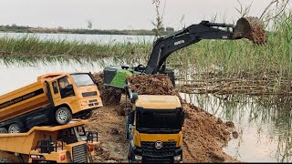 For Project is starting with the excavation of the lake with Excavator 1593Truck 1573Part217 [upl. by Hermina]