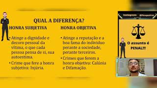 Honra Objetiva e Honra subjetiva qual a diferença [upl. by Aticilef]