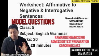 Change Affirmative To Interrogative and Negative Sentences  Model Question for rkm admission Class [upl. by Miarfe]