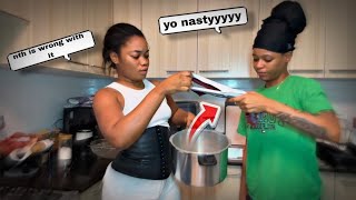 WASHING MY UNDERWEARS IN A COOKING POT IN OUR KITCHEN PRANK ON MY GF MUST WATCH 🤣🤣🤫 [upl. by Jandel]