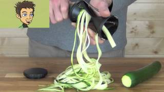 Gefu Spirelli Handheld Spiral Slicer Demonstration in the Raw Nutrition Kitchen [upl. by Ahsinad247]