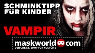 Halloween Vampir Makeup Tutorial Kinderschminken  Schminktipp von maskworldcom [upl. by Cecilio446]