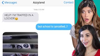 Creepy Text Messages STUCK Inside A Locker w Azzyland [upl. by Llewsor738]