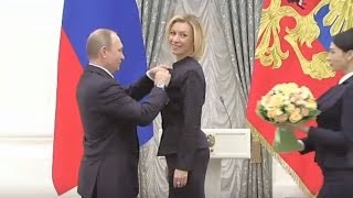 When Vladimir Met Maria Putin Awards Russian diplomat Zakharova with the Order of Friends [upl. by Eatnoid]