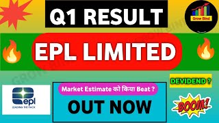 Epl limited q1 result  Epl limited share latest news  Epl limited share news  Epl limited results [upl. by Aleen]