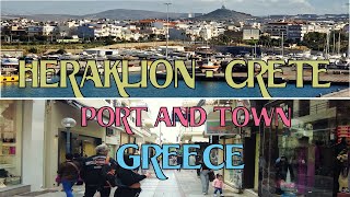 4K Heraklion Crete Port and Walking in Town  Greece [upl. by Ardnekahs476]