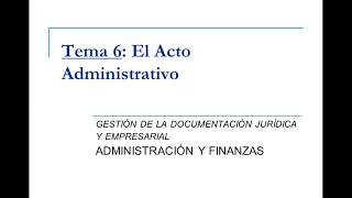 Tema 6 Clases Actos Administrativos [upl. by Goddard300]