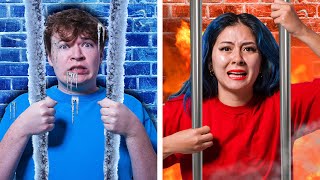 Hot Vs Cold Challenge in Jail  Red Vs Blue  Crazy Ideas amp Funny Situations by Crafty Hacks [upl. by Taber]