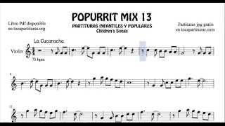 13 de 30 Popurrí Mix Partituras Populares Infantiles de Violín La Cucaracha Cumpleaños [upl. by Tryck]