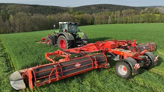 Grünroggen  Grasernte 2023  mähen amp schwaden Traktor Fendt Case mit Kuhn  Landwirtschaft farmer [upl. by Sanoj]