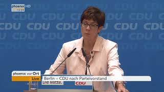 Annegret KrampKarrenbauer nach der Parteivorstandssitzung am 160418 [upl. by Kcirdnek]