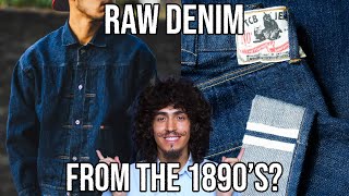 RAW DENIM JEANS FROM THE 1890S TCB 1890s RAW SELVEDGE DENIM JEANS [upl. by Ielhsa829]