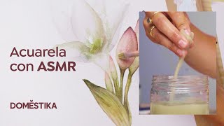 Timelapse con ASMR Flor pintada a la ACUARELA  Berta Llonch  Domestika [upl. by Eiwoh]