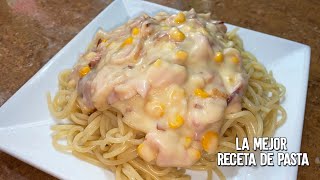 Riquísima Pasta con Salsa Bechamel con Tocino  Tocineta y Maíz [upl. by Devaney]