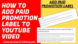 how to add paid promotion label to youtube video [upl. by Betthezel]