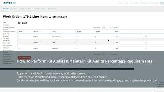 How To Perform Kit Audits amp Maintain Kit Audits Percentage Requirements in Cetec ERP [upl. by Tnarg]