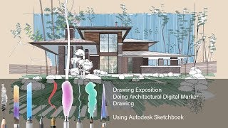 How to do architectural digital marker drawing using Autodesk Sketchbook [upl. by Lindell]