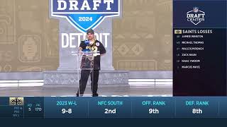 Saints select WR Bub Means with Pick 170 in the 5th round  2024 NFL Draft [upl. by Abekam]