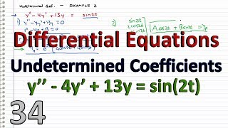 Differential Equations  34  Undetermined Coefficients  AcoswtBsinwt [upl. by Airdnat]