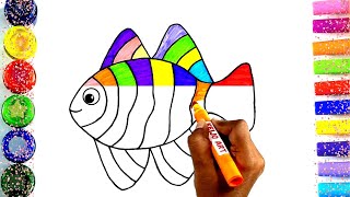 How to draw Cute Rainbow Fish 🐠 for Kids  Easy step by step Clown Fish drawing Keijo Art [upl. by Hyland204]