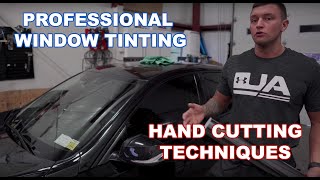 Professional Hand Cutting Techniques For Window Tinting  2017 Infiniti Q50 Red Sport [upl. by Kciredes606]